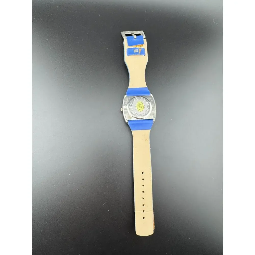 United Quartz Watch, Blue Strap, Novelty Dial Design